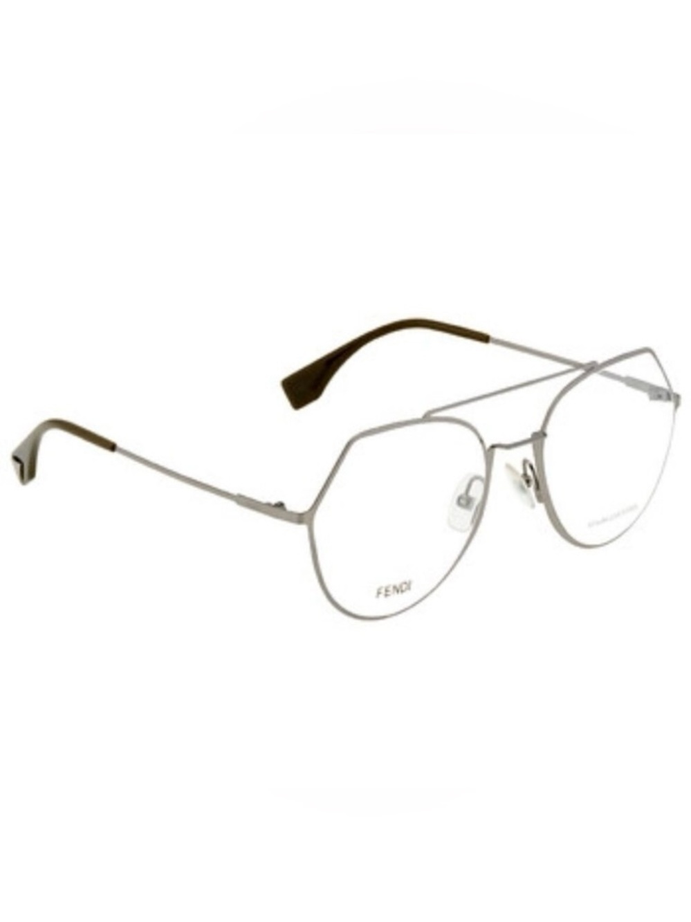 Fendi Silver Metal Aviator-Style Optical Glasses with Brown Temple Tips - Picture 4 of 4